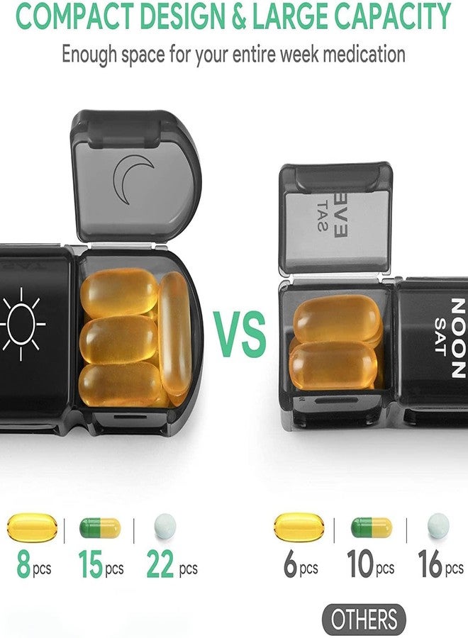 MGNLR Weekly Medicine Organizer Box - Portable Travel Pill Box 7 Day with Large Pill Containers, Light-Proof Pill Case For Vitamins, Medication, Supplements And Fish Oils (Medicine Organizer Box) - Image 2